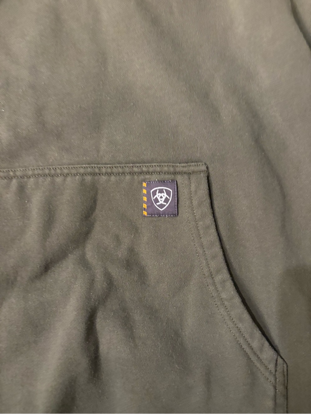 Ariat Rebar Olive Green Hoodie with White Skull Work Graphic Born for This - Picture 3 of 8